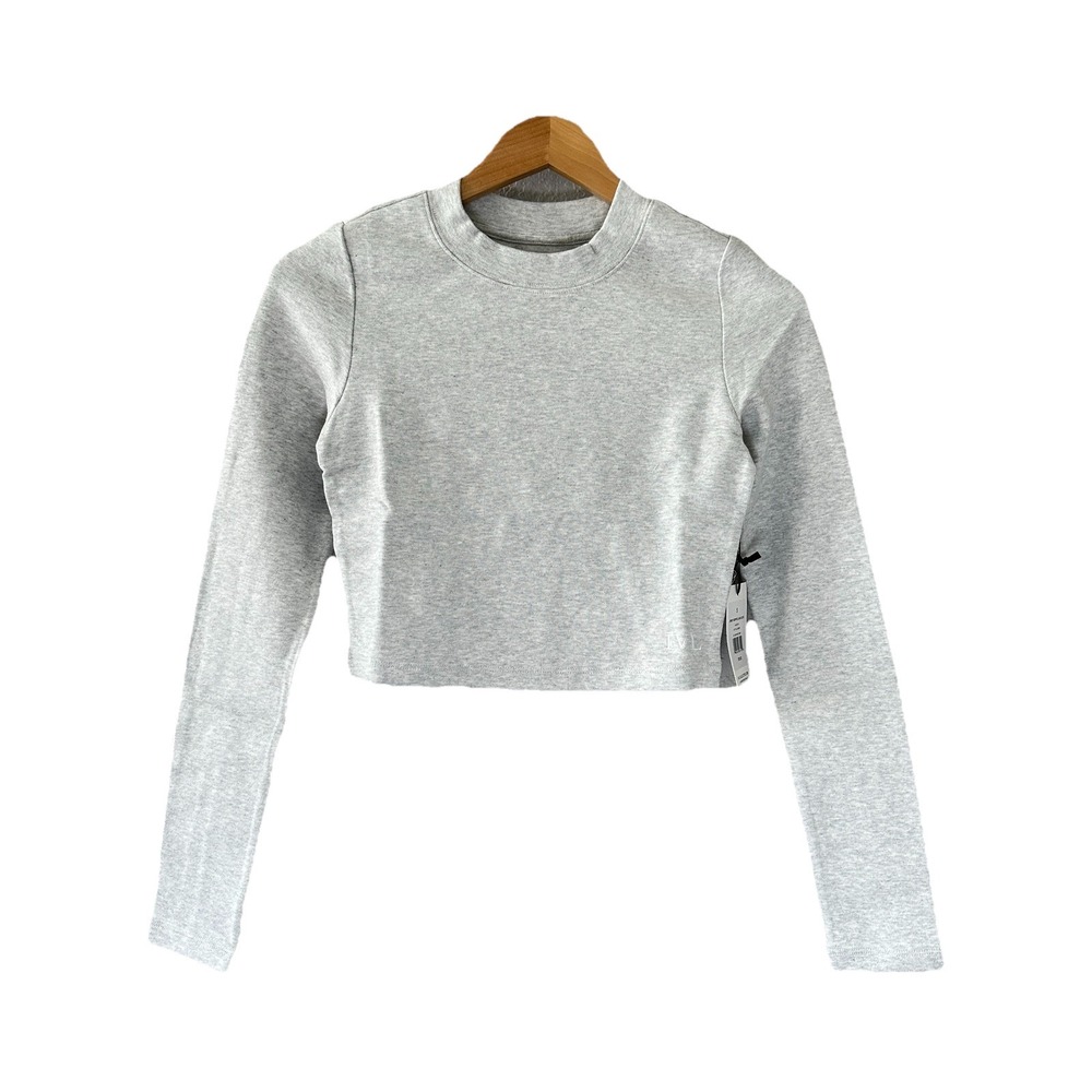 NWT IVL Collective Cotton Jersey Cropped Top Womens Heather‎ Gray Small Athletic